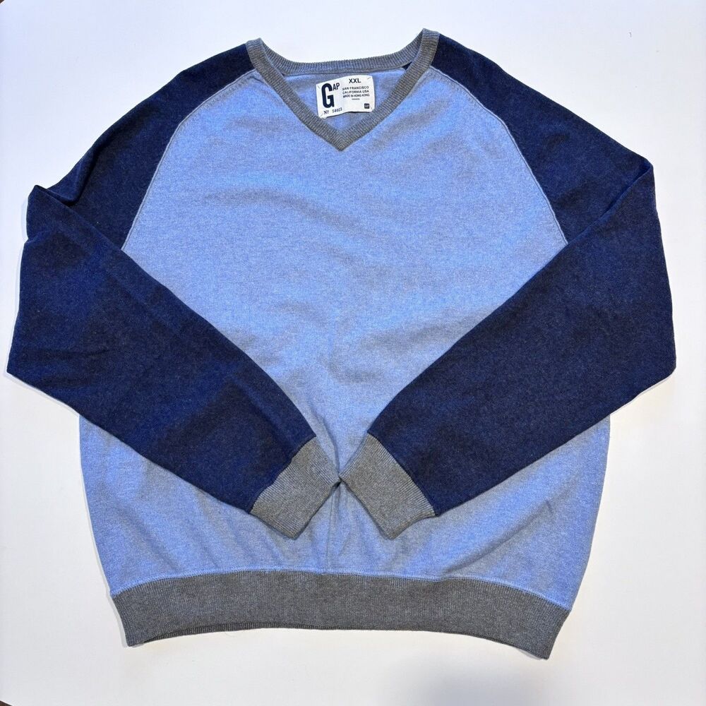 Vintage Gap Cashmere Blend Sweater Men XXL Colorblock Raglan Preppy Y2K Academia